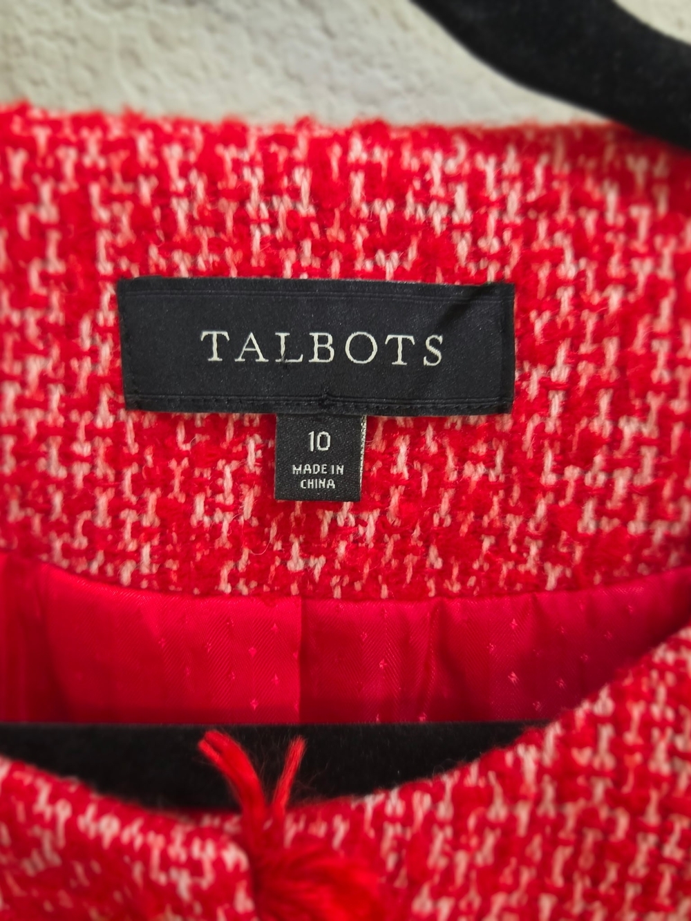 Talbots Red Tweed Collarless Jacket - Picture 4 of 7